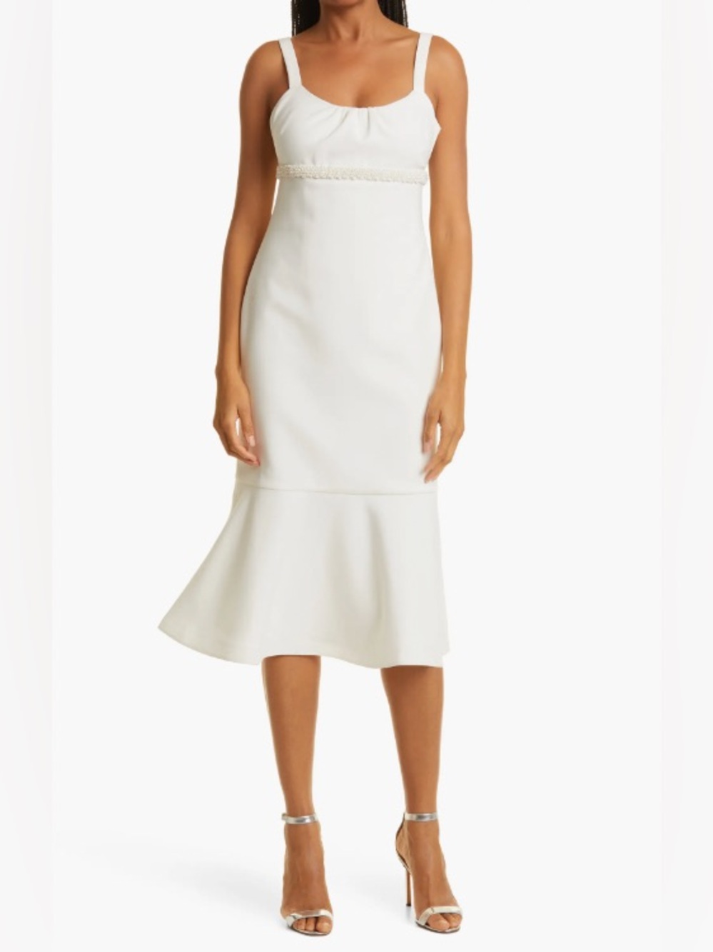 Likely Lane Midi Pearl Detail white dress size 6 NWT
